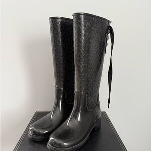 Coach Black Embossed Knee-High Boots